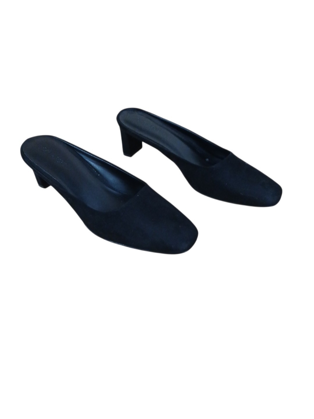 Oak + Fort Classic Black Suede Mule Heels Size 8